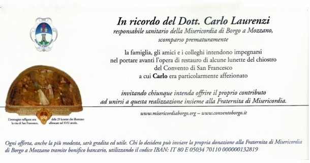 Sabato 20 febbraio 2016 ricorderemo il Dott. Carlo Laurenzi